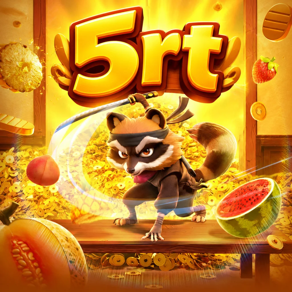 Ilustrasi rakun berpakaian ninja dengan latar belakang khas Ninja Raccoon dari 5rt